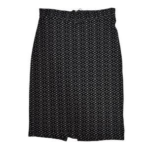 MAEVE Geometric Pencil Wiggle Skirt -- Black & White Diamond -- Womens Small